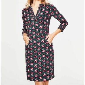 Boden Long Sleeve Dress - Green and Pink Floral